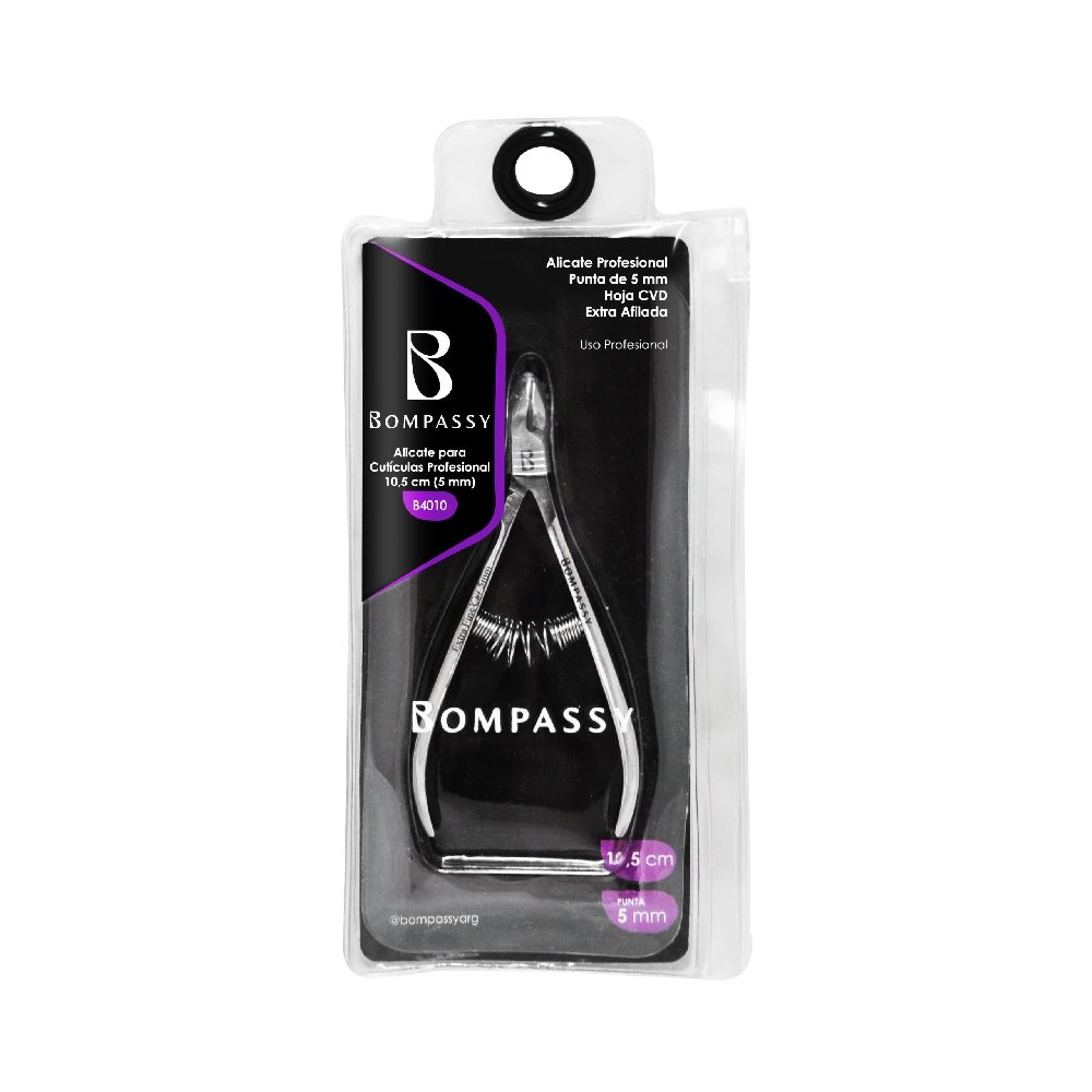 BOMPASSY Alicate Profesional Cutículas con Punta 5MM