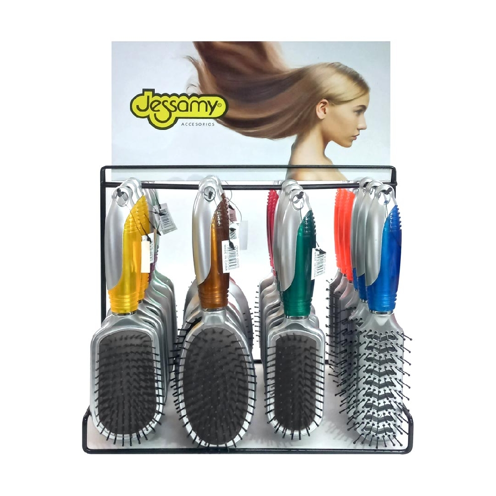 Exhibidor Cepillos Mango Plata/Color x 24 u