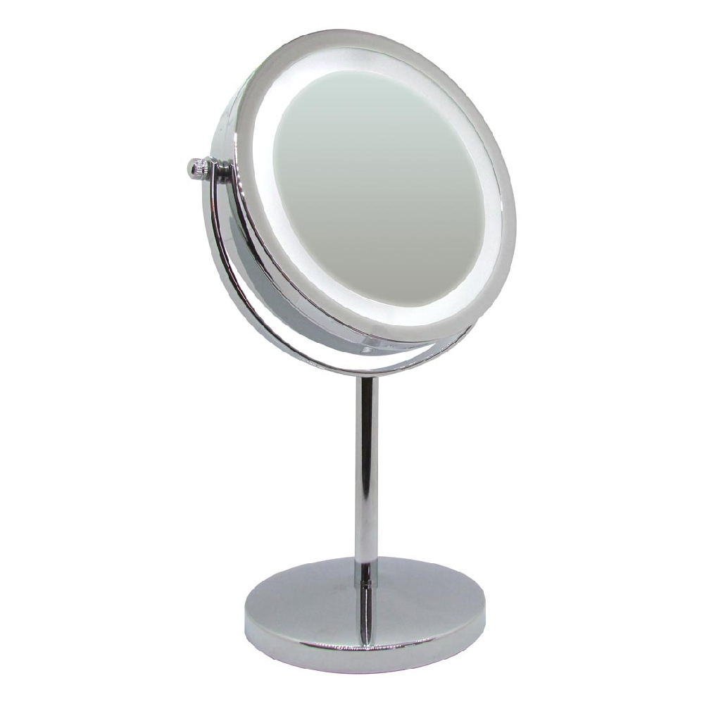Espejo Metal con Pie LED 17cm Diám 5x
