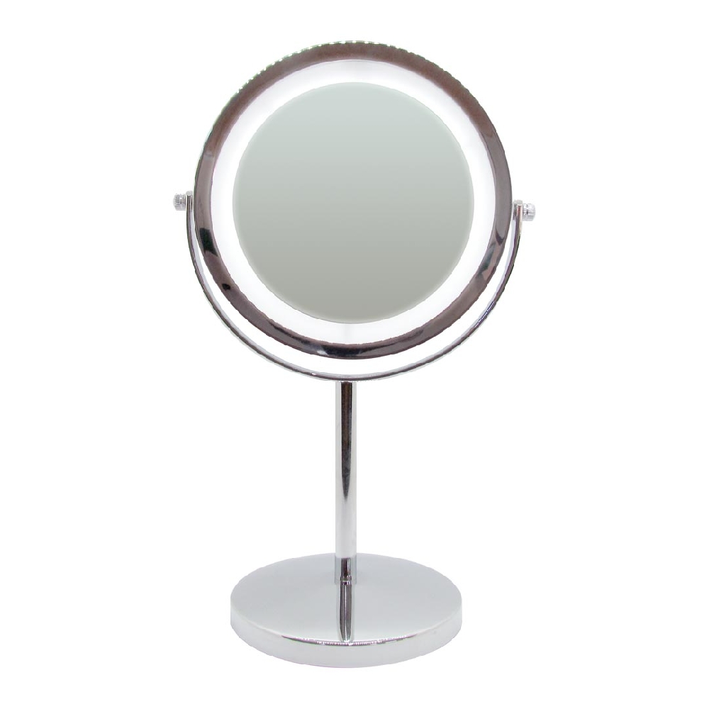 Espejo Metal con Pie LED 17cm Diám 5x