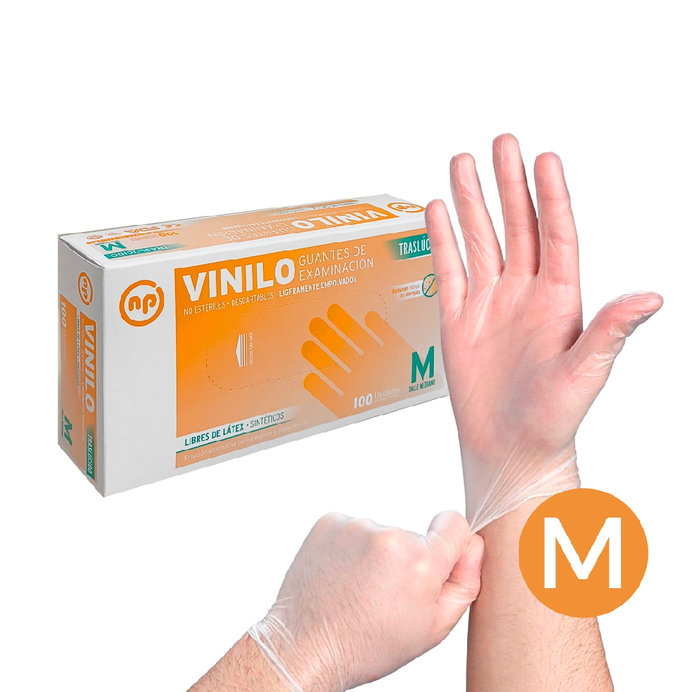 Guantes Vinilo x 100 u Medium