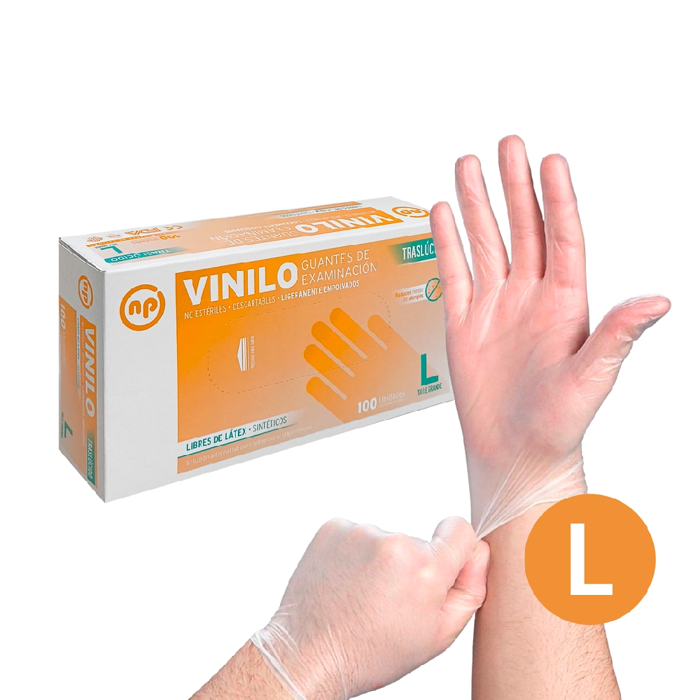 Guantes Vinilo x 100 u Large