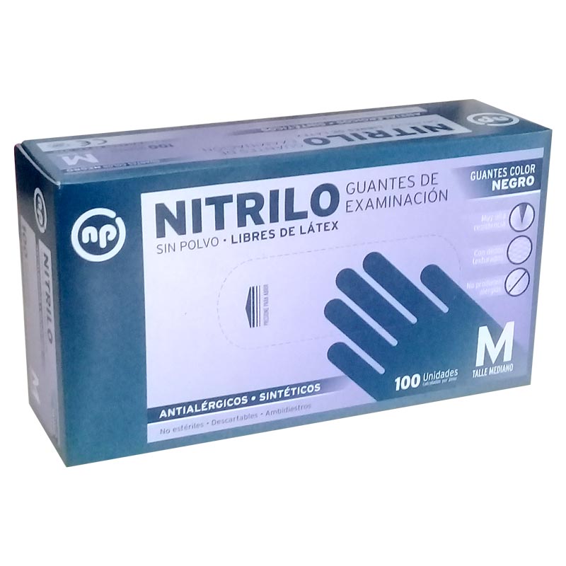 Guantes Nitrilo Negros x 100 u Large