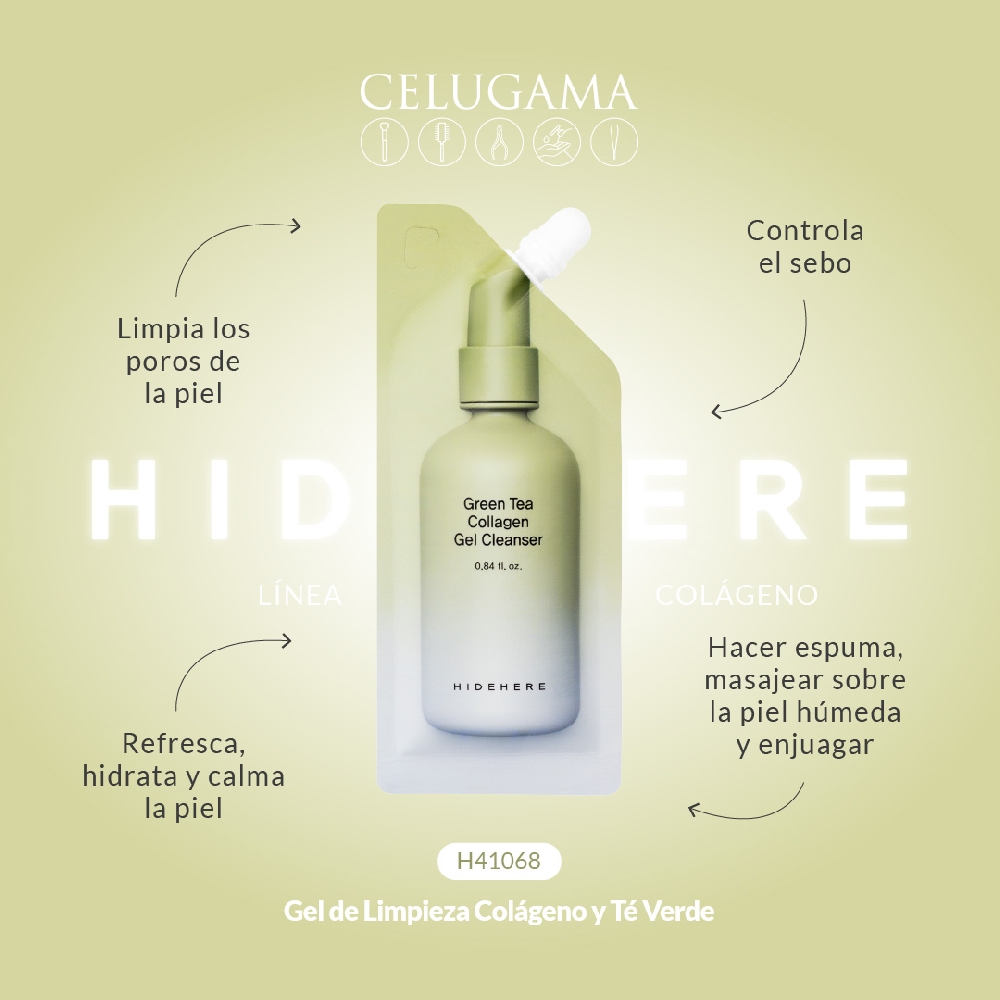 Gel de Limpieza Colágeno y Té Verde Hidehere x 25 ml