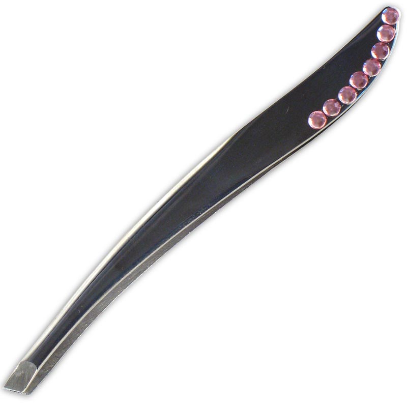 Pinza Sesgada Niquelada con Strass Acero Inoxidable