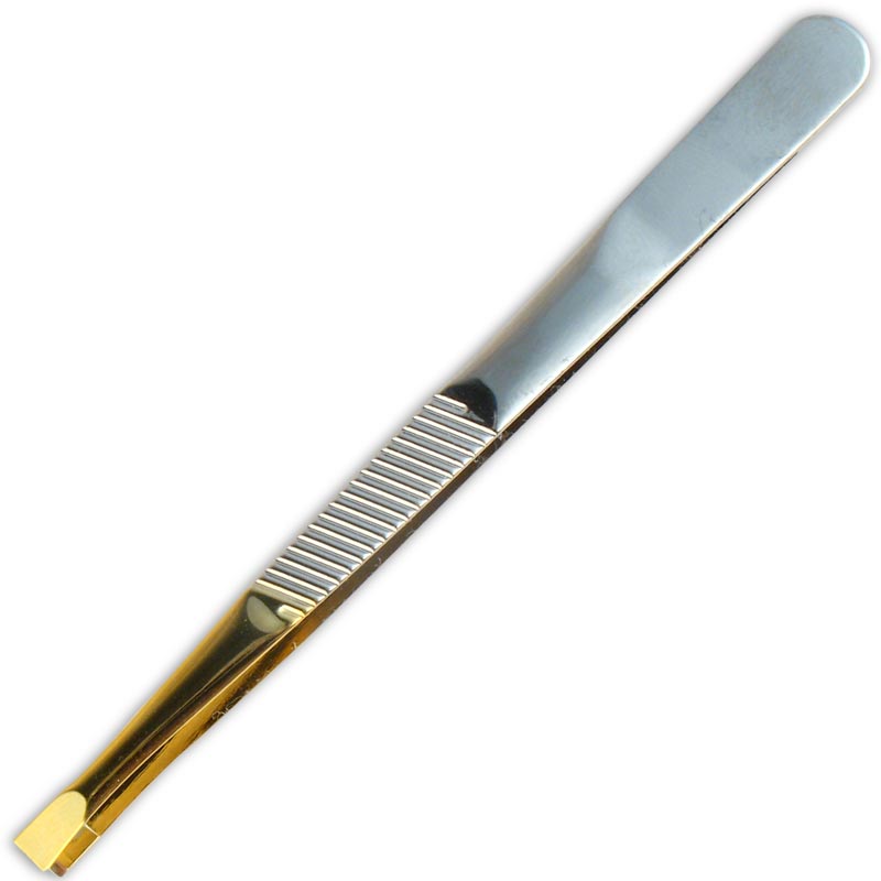 Pinza Estrecha Punta Dorada Acero Inoxidable