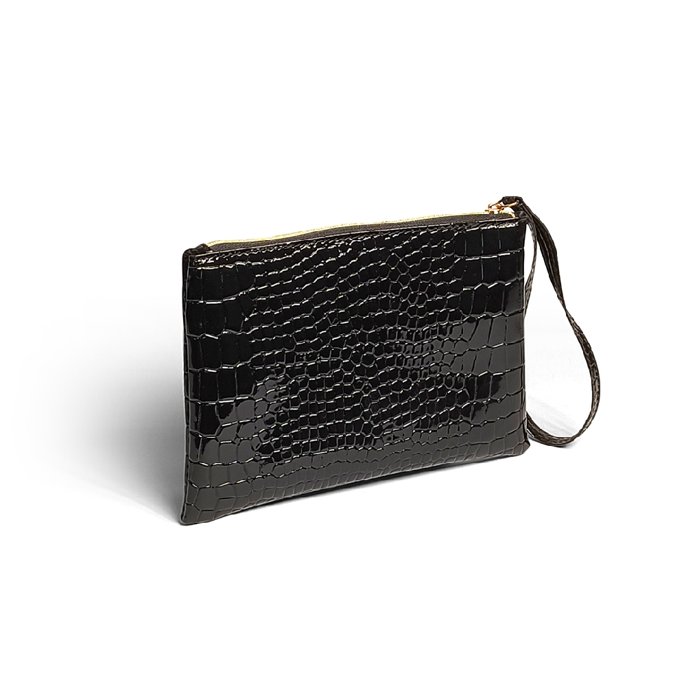 Portacosméticos Portabrochas Croco Negro con Cierre