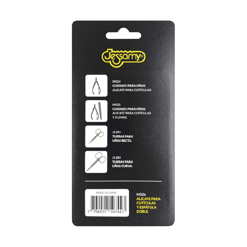 Alicate Cortacutículas Mango Plástico + Espátula Doble