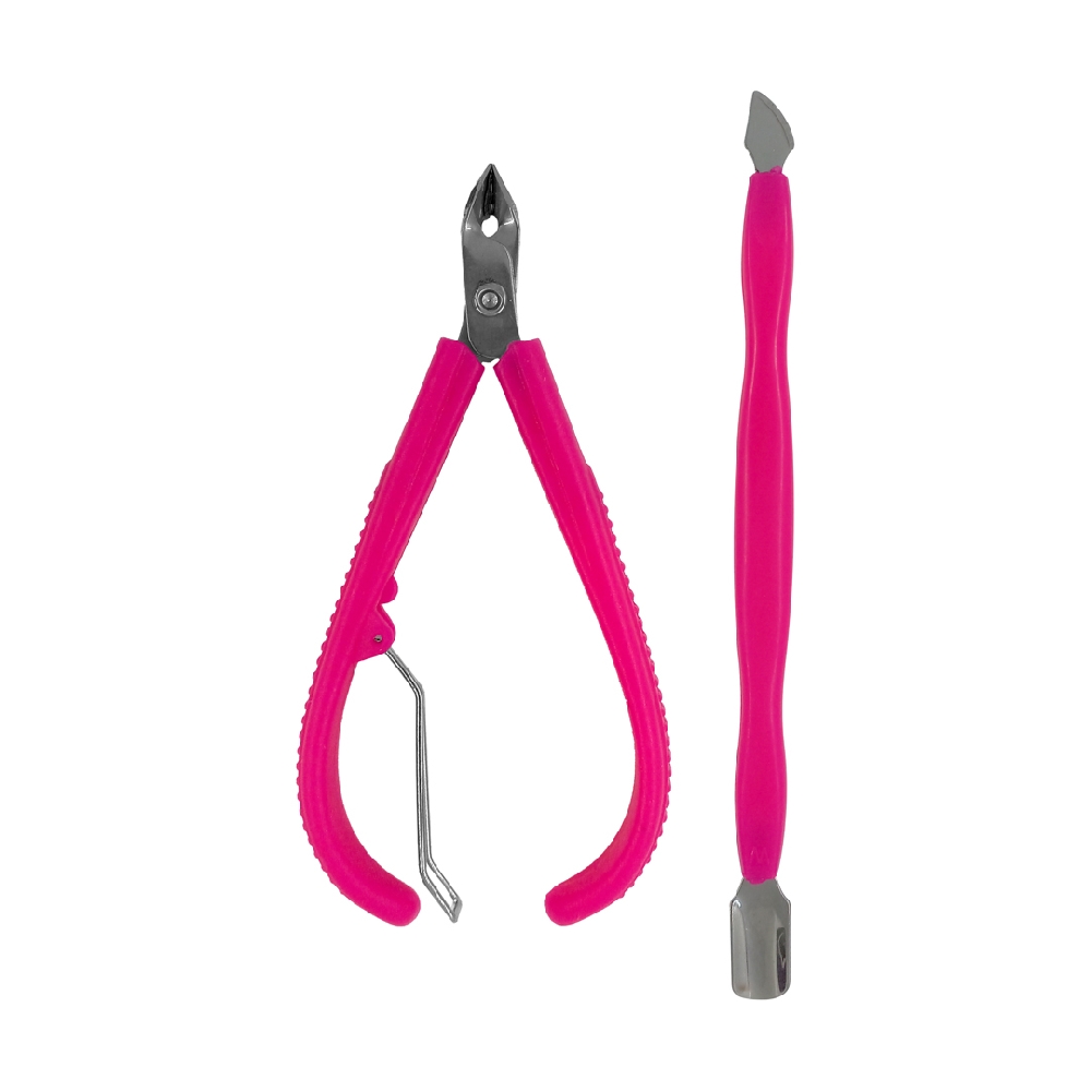 Alicate Cortacutículas Mango Plástico + Espátula Doble