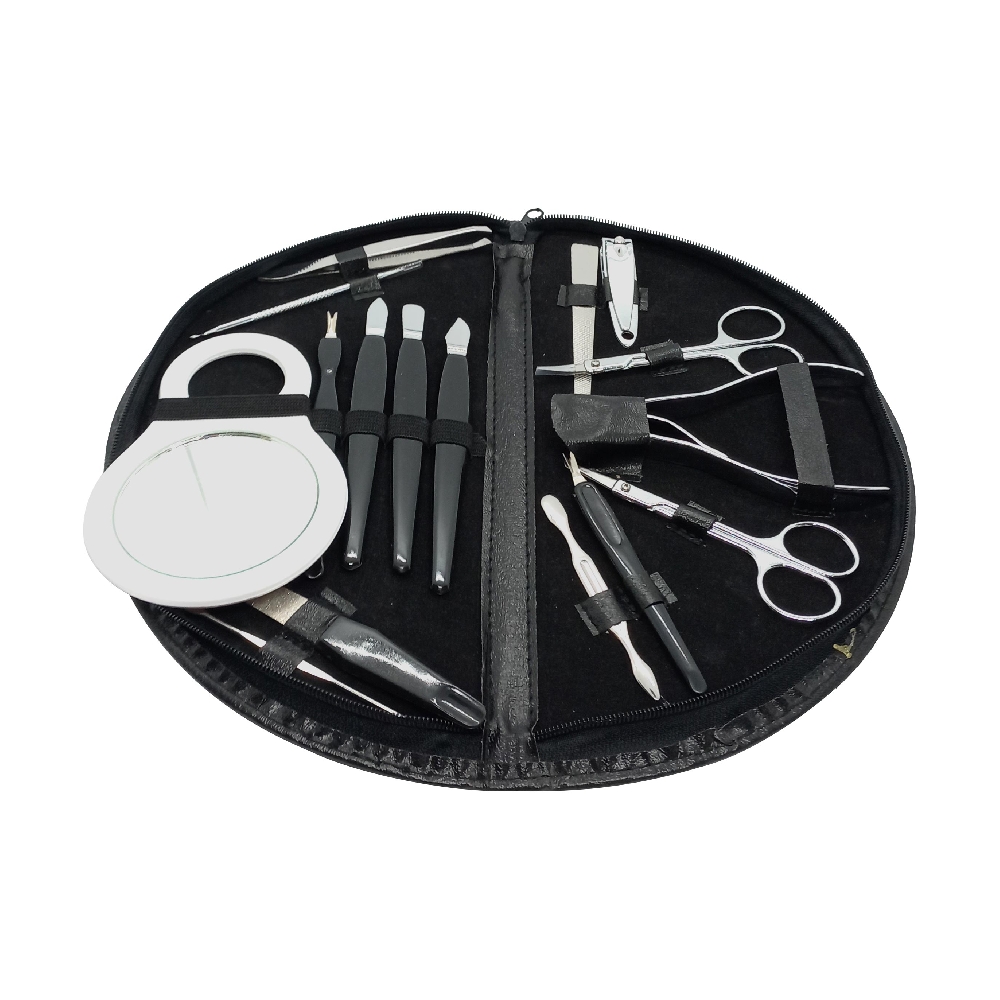 Set Manicuría Negro con Espejo 16 Piezas