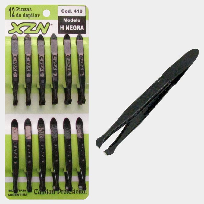Pinza para Depilar XZN Hueca Negra x 12u