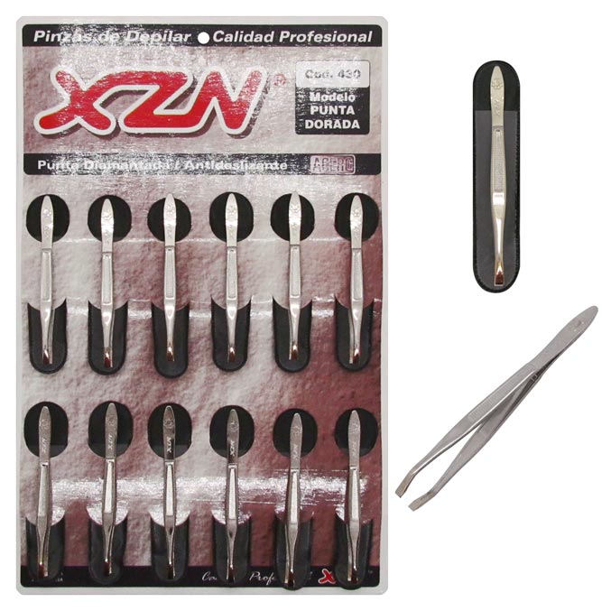 Pinza para Depilar XZN Punta Dorada x 12u