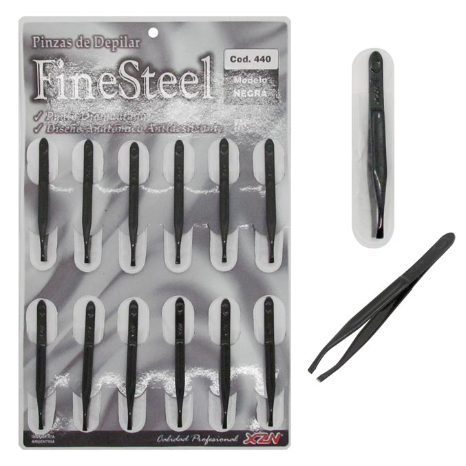 Pinza para Depilar XZN Negra x 12u