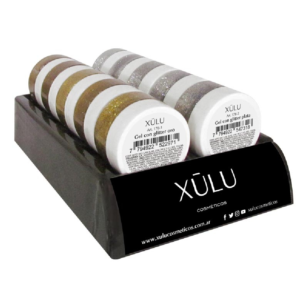 Exhibidor Bandeja Gel con Glitter x 10 u
