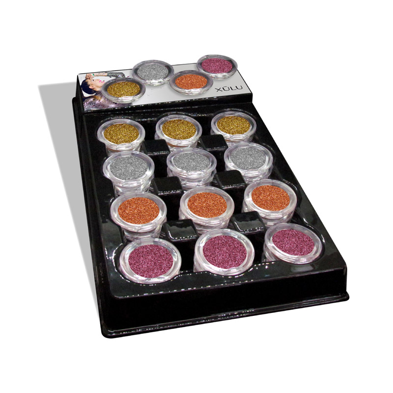 Exhibidor Bandeja Compact Glitter x 36 u + 4 prob